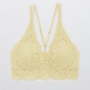 AERIE || Anytime Sunflower Lace Padded Plunge Bralette